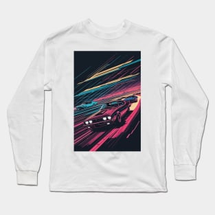 Retro Neonwave Car Drifting Long Sleeve T-Shirt
